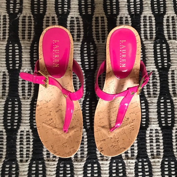 Ralph Lauren Pink Wedge Thong Sandal - Picture 3 of 4